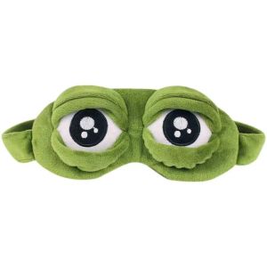 Cute Soft Portable Travel Sleep Eye Masks Women Men Sad Frog Designed 3D Cartoon Natural Sleeping Eyeshade Sleeping Eyes Cover Fashion Padded Eye Patch High Quality