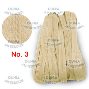 Asesoris Tas Daun Resleting (2 Arah) NILON / PLASTIK NO.3 VISLON / Halus (42 Coffee + 277 Krem) - IMPORT