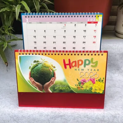 Lịch để bàn 2026 khổ 24*16cm có ngày âm dương(van lang) (LAD Triduc)
