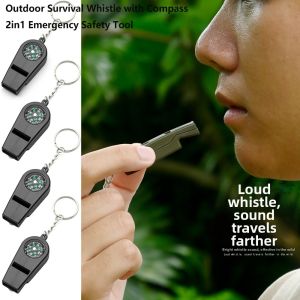 GOFIDIN 1/5pcs 2in1 Outdoor Survival Whistle with Compass ABS Material Loud Sound Whistle  Portable Camping Hiking Whistles