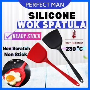 [SG READY STOCK]Silicone Shovel Non-stick Heat-resistant Wok Spoon Shovel Turner Long Handle Cooking Tool