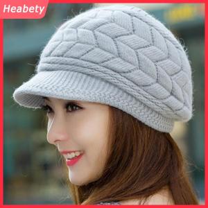 Heabety  Mũ nữ dệt kim Mũ nồi rộng dệt kim ấm áp mùa đông Mũ Beanie Mũ trượt tuyết