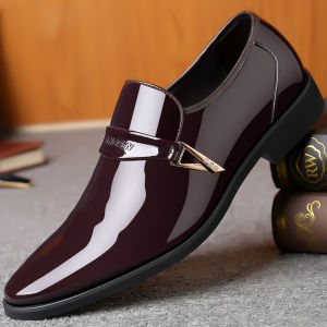Fashion mens business leather shoes flats slip on formal shoes