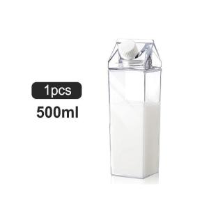 500/1000ML Milk Carton Water Bottle Acrylic Water Clear Transparent Bottle Square Milk Juice Tea Cup for Sports Camping