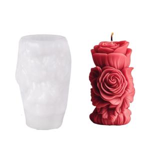 Flower Pillar Molds for Epoxy Resin Soap Embossed Rose Cylinder Shape Silicone Molds for Gypsum Decoration