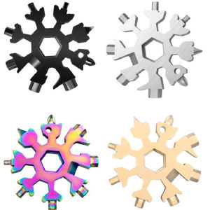 CCW Portable 18 In 1 Mini Snowflake Multi Pocket Tool Spanner Hex Wrench Multipurpose Camp Survive Outdoor Hike Key Ring Key Chain
