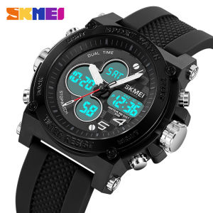 นาฬิกา SKMEI นาฬิกาข้อมือดิจิทัลผู้ชายนาฬิกากีฬากลางแจ้งสองนาฬิกาปลุก3 เวลาวันที่สัปดาห์แสดงผลหน้าจอกันน้ำนาฬิกาข้อมือผู้ชาย2065