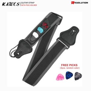 REVO Guitar Strap with 3 Picks for Acoustic/Bass/Electric Guitars-Adjustable Length from 33" to 52"