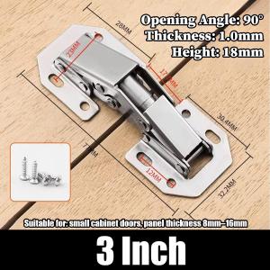 No Drill Soft Close Heavy Duty Stainless Steel Wardrobe Door Hinge Damping Hydraulic Folding Spring
