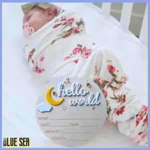 bluesea Wooden Hello World Newborn Sign Cute Birth Announcement Board Baby Announcement