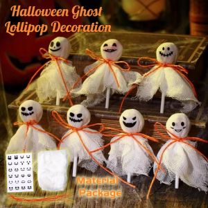 DFYER56 12Pcs DIY Halloween Lollipop Decoration with Sticker Creative Lollipop Packing Material Pack Gift No Lollipops Ghost Candy Decoration Halloween Party