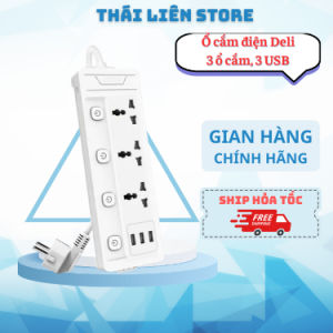 Ổ Điện Deli ET410 Ổ Cắm Điện Đa Năng Để Bàn Mẫu Mới Công Suất 2500W Thông Minh Tích Hợp Cổng USB