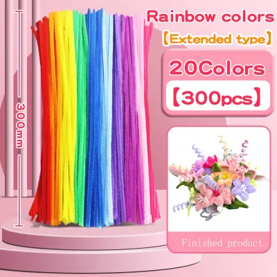 500PCS Fuzzy Wire Colored Chenille Wires Fluffy Sticks Stems Twist Tie for Kids