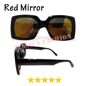 Kacamata Fashion Bentuk Kotak Oversized Lensa Red Mirror Full Frame Mika Untuk Pria Wanita Dewasa Remaja - Square Boldi Sunglasses COD