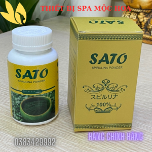 Bột Tảo Xoắn SATO Cấy Nano Trắng Da Bột Tảo Hồng Đắp Mặt Nạ Sáng Da Mờ Thâm Nám Nhật Bản Lọ 100G