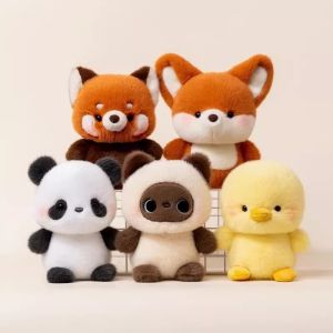 Mini Cartoon Stuffed Animal Little Kitten Elephant Green Duck Monkey Fluffly Fox Plush Toy Desktop Ornam Learning Accompany Doll
