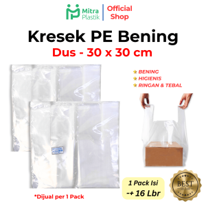 Kantong Plastik PE Bening Untuk DUS 30x30 Isi 16 pcs Kresek Transparan Lentur 500 gram Kotak Sepatu Box Makan Bento Katering