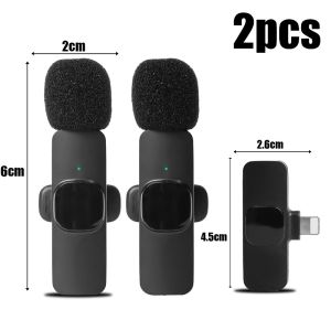 Professional Mini Wireless Lavalier Microphone Portable Audio Video Recording Mic Type C / ISO Wireless Microphone Omnidirectional Condenser Recording Lapel Mic for IPhone IPad Android Camera