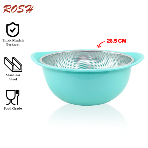ROSH Wadah / Saringan Buah Stainless Steel 28.5 CM Fruit Colander Serbaguna ROS-PR-FCC28.5 Tosca