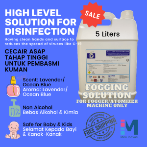Diaclean Fogging Liquid Ocean Blue/Lavender 2 Liter/5 Liter/Smoke Disinfectant/KKM Approved Fogging Liquid/Halal Sanitizer/Ceacair Asap/Selamat Kepada Kanak-Kanak