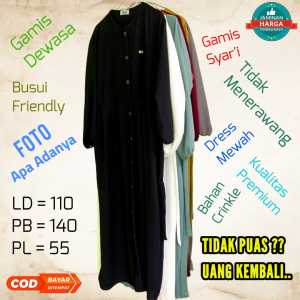 Dress Crinkle Pakaian Wanita / Gamis Dewasa Premium / Polos Simple Nyaman Airflow