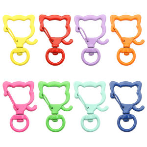 2/5Pcs 21x34mm Multicolor Cat Snap Hook Trigger Clips Buckles For Keychain Lobster Clasp Hooks For Necklace Key Ring Clasp Jewelry Supplies