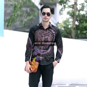 NOGOGANDRUNG Kemeja Batik Terbaru 2022 Fashion Pria Model Slimfit Kekinian Lengan Panjang Ori Batik Prabuseno Bahan Katun Printing Full Furing Modern Tradisional Baju Anak Muda Cowok Keren