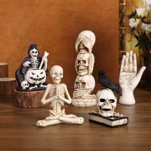 PANE5 Gothic Halloween Skull Decoration Realistic Resin Mini Skeleton Figurines Skeleton Ornament Funny Artificial Skull Model Ghost Festival