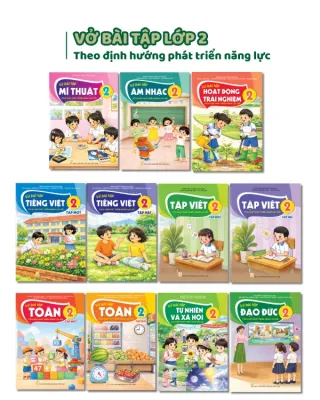 Bộ sách Vở bài tập Lớp 2- Tích hợp phát triển năng lực số (11 quyển- Kèm bìa nilong bao sách nhãn tên)