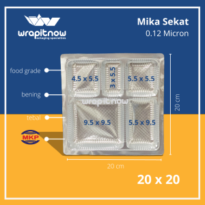 [Isi 50 pcs] Mika Nasi Box Sekat 4 dan 5 18x18 20x20 22x22/ Mika Sekat 4 Mika Sekat 5 Mika Catering Mika Nasi Box Alas Nasi Kotak
