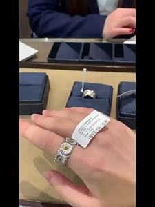 Italian Sterling Silver Small Daisy Ring for Women New Open Ring Gold Plated with Diamonds Bujia Ring Xiaohongshu Hot Item