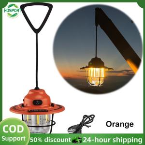 【HOSPORT】LED Retro Small Droplight USB Charging Portable Camping Lantern 1200mAh Camping Hanging Lamp for Camping Hiking Fishing【1-3 days delivery】