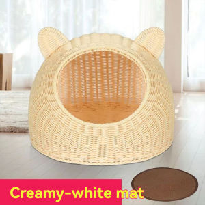 Cat house warm pet house dual rattan dog house hanging cat basket four seasons general purpose mat can be disassembled and washed