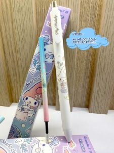 PULPEN PEN PENA GEL 0.5mm WARNA HITAM ALAT TULIS SEKOLAH KANTOR STATIONERY SANRIO MELODY KUROMI POCCACO HELLO KITTY POMPOM CINNAMORROL