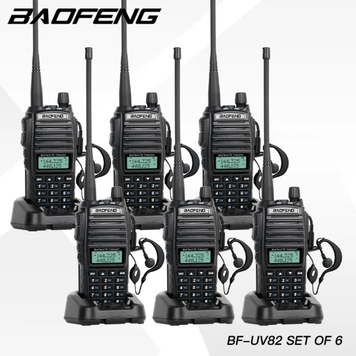6PCS Baofeng UV-82 walkie talkie 10-15km dual band VHF/UHF portabletwo-way walkie talkie remote local delivery