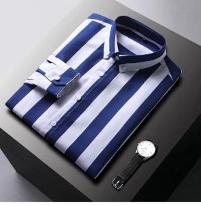 FOR SALE !! Kemeja Casual Pria Motif Garis Kebawah Premium / Baju Kemeja Stripe Lengan Panjang Ory