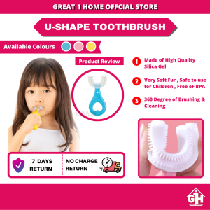 360° Children U Shape Toothbrush Manual Tooth Brush Kids Teeth Cleaning Tool Silicone Teeth Cleaning Gosok Gigi Kanak | Kids Toothbrush 360 Degrees U Shaped Childrens Toothbrush Kanak Berus Gigi Cartoon Kids Berus Gigi
