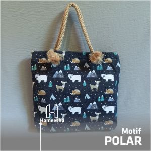 Hand bag - Tas jinjing wanita resleting untuk arisan kondangan pengajian mukena bahan kain tebal kanvas motif TMKM TW