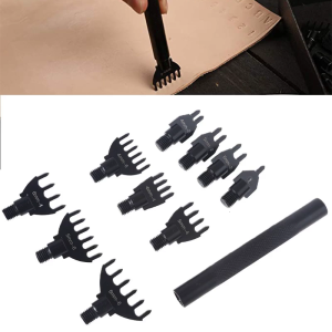 Leather Stitching Perforated Suit 1/2/4/6 Hole Punches with 10-Piece Replaceable Head-cut for Leather Crafting Work