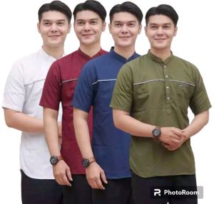 100 RIBU DAPAT 4 BAJU KOKO KURTA KHALID LENGAN PENDEK MUSLIM PRIA DEWASA BAHAN FULL KATUN TERBARU
