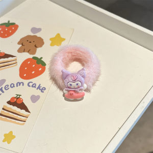 Sanrio cute furry headband female ponytail sturdy headband Korean version simple and versatile girl plush rubber band