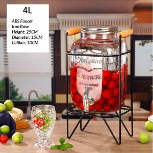 4L 5L 8L 10L juice drink glass jar dispenser with stand and faucet water jug with faucet