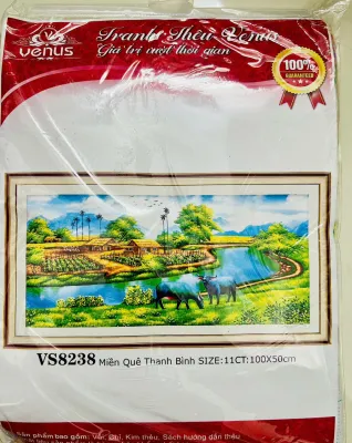 Tranh thêu chữ thập Miền quê thanh bình vs8238 kích thước 100 x 50 cm