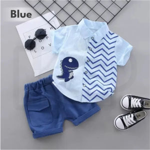 Baby Boy Clothes Set Dinosaur Cute Cartoon Kids T-shirt+Shorts Casual Wear Suit Baju Budak Lelaki T-Shirt+Seluar Pendek
