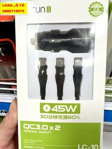 Tẩu Sạc Nhanh Xe Hơi 45W Cao Cấp Kèm Theo 3 Đầu Chuyển Nguồn Tiện Lợi