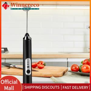 【winnereco】 Electric Handheld Mixer Wireless Electrical Mini Coffee Maker Whisk Mixer Rechargeable 3 Speeds Stainless Steel Foam Maker Tools