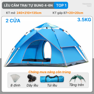 Lều cắm trại tự bung Lều cắm trại 2 tầng Lều dã ngoại cho 4-6 người có thể tháo rời mái kích thước 240x210x135 đổi trả trong 07 ngày