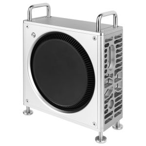 Geekria Computer Chassis Stand Aluminum Chassis Case Compatible with Apple 2024 Mac Mini Desktop Computer 2024 Mac Mini M4 / M4 Pro Desktop Stand - Accessories (Silver)