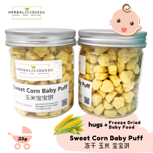 【6 M+】Baby Sweet Corn DIY Snack Freeze Dried Baby Puff Snack | Biskut Baby Finger Food | 冻干玉米 宝宝饼溶豆零食  | Herbalicious2u