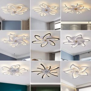 Ceiling fan with light 2021 New Nordic light luxury smart creative living room bedroom ceiling fan light led invisible fan lighting fan mini ceiling fan [YJ]